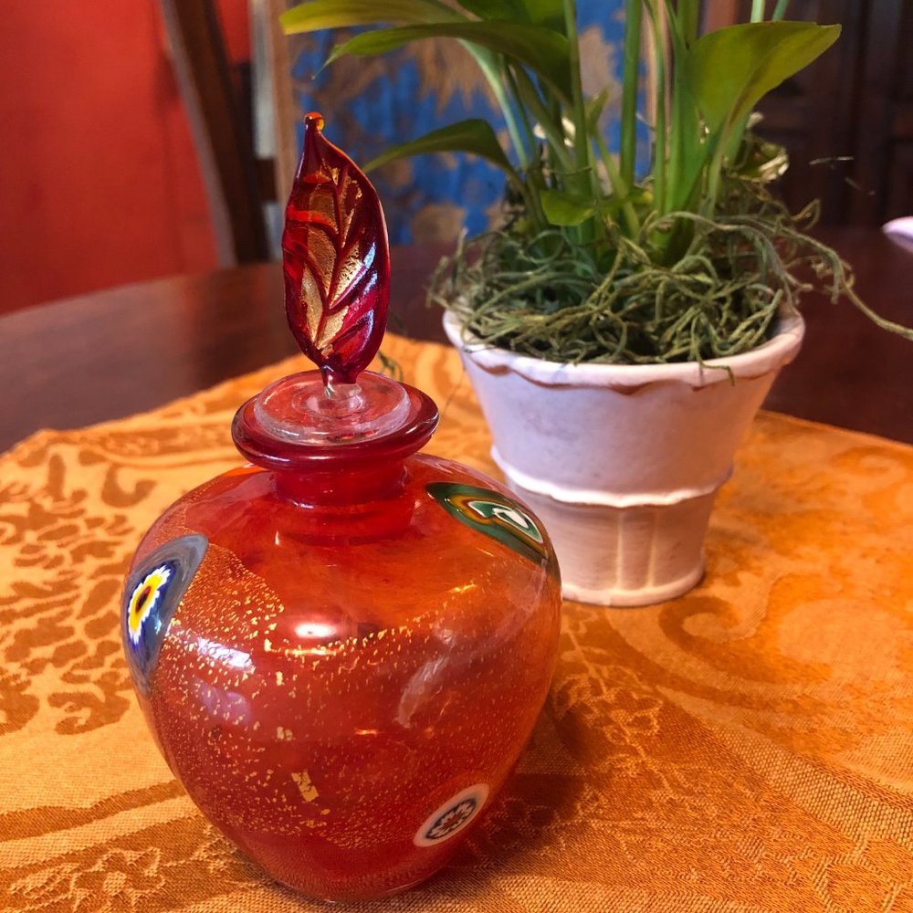 Venetian (?) Glass Millefiori Red Perfume Bottle